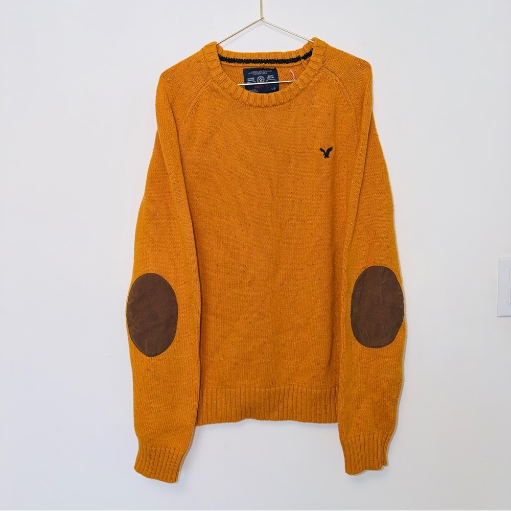 Orange Sweater with Brown Elbow Patches
